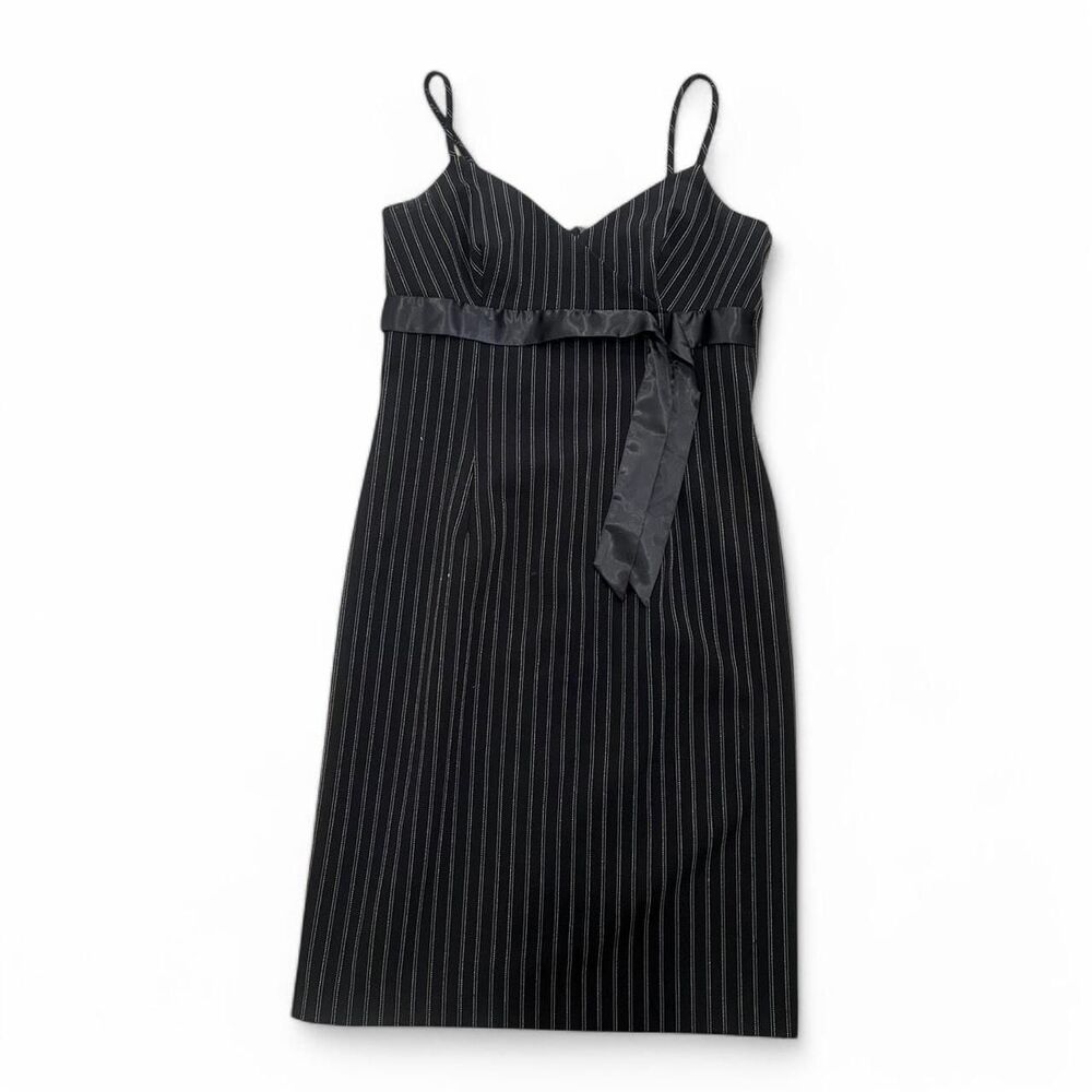 Y2K Grunge Punk Pinstripe Office Siren Midi Dress A7